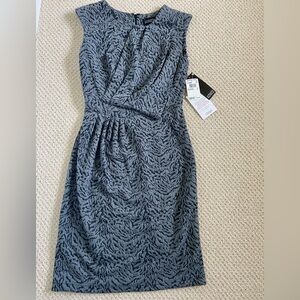 NWT Adrianna Papell Gray Dress Sheath Pleats Size 4